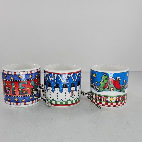 Vintage Mary Engelbreit Three Mug Ornaments Ceramic Kurt Adler - Picture 7 of 8